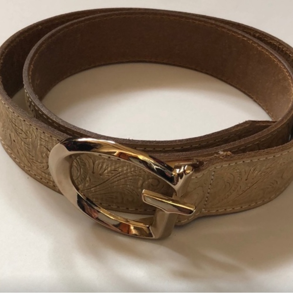 Guess Leather Belt Gold New large